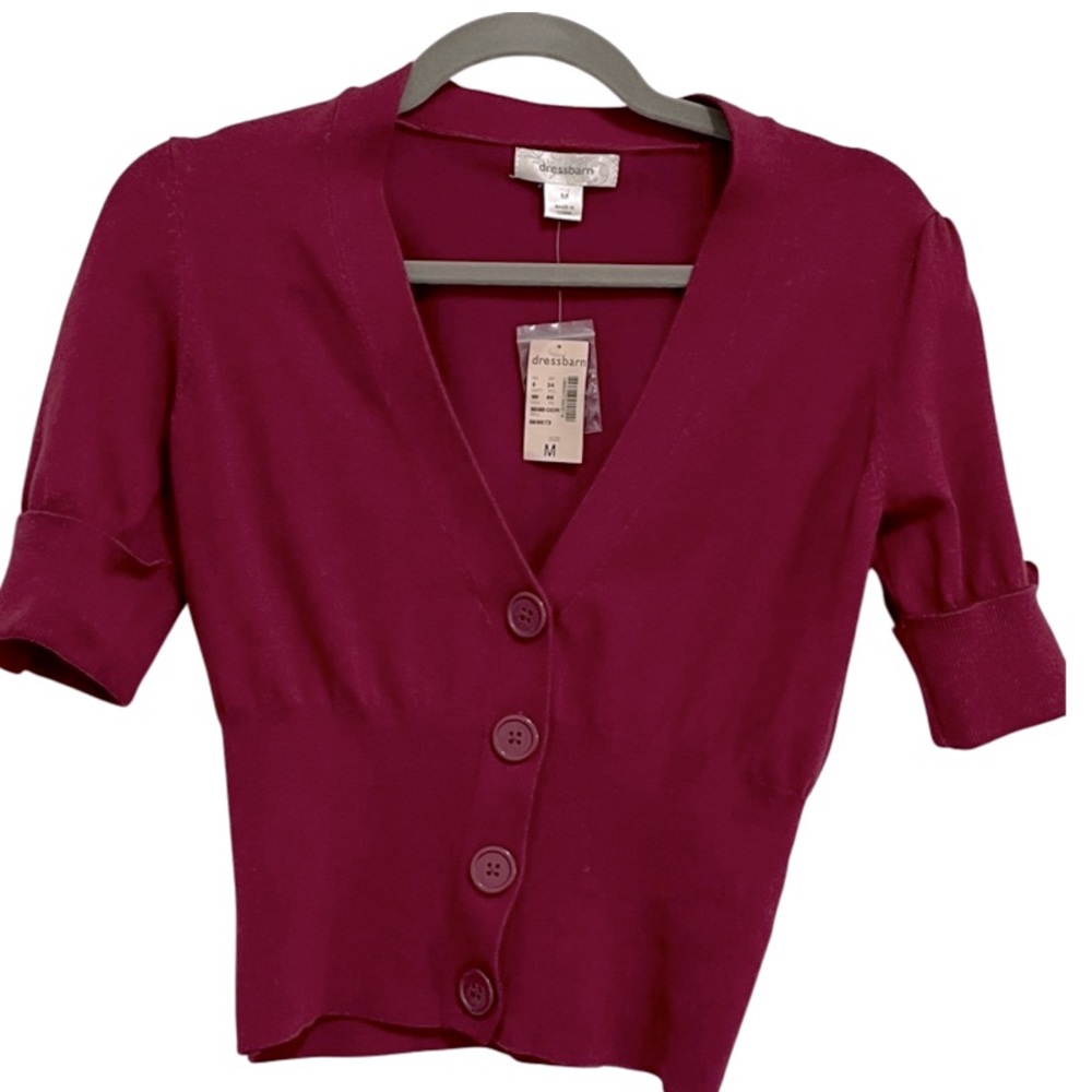 1143 Dress Barn Raspberry Short Sleeve Sweater